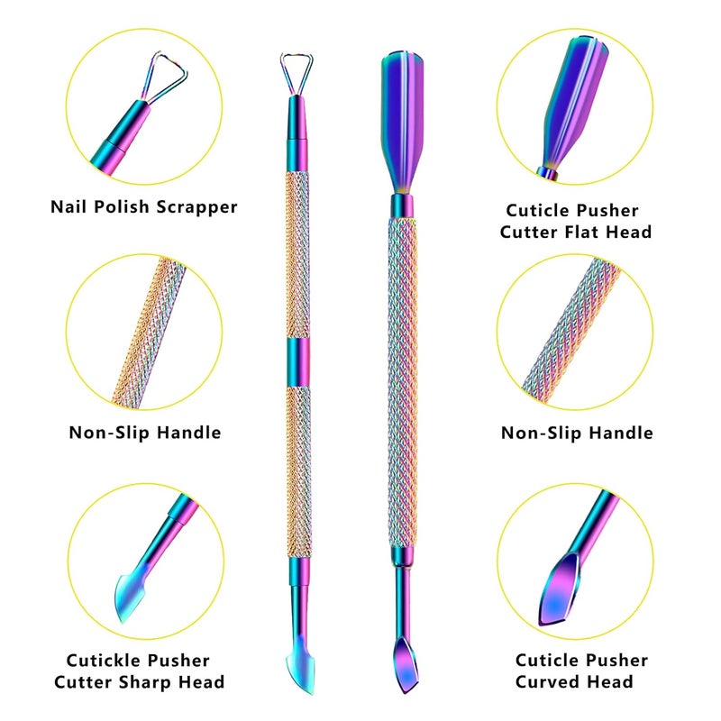 DecuT Cuticle Trimmer with Cuticle Pusher and Scissors, Cuticle Remover Professional Durable Pedicure Manicure Tools, Stainless Steel Cuticle Nipper Cutter Clipper for Fingernails and Toenails (Colored) - Image 3